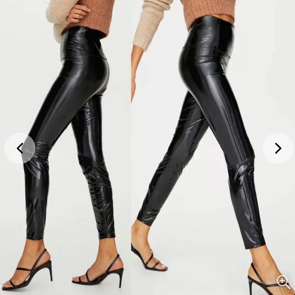 Aritzia Wilfred Free Liquid Latex Faux Leather High Waisted Black Leggings